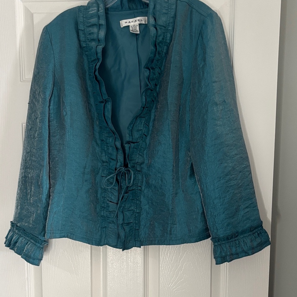 RAFAEL Teal Ruffle Jacket